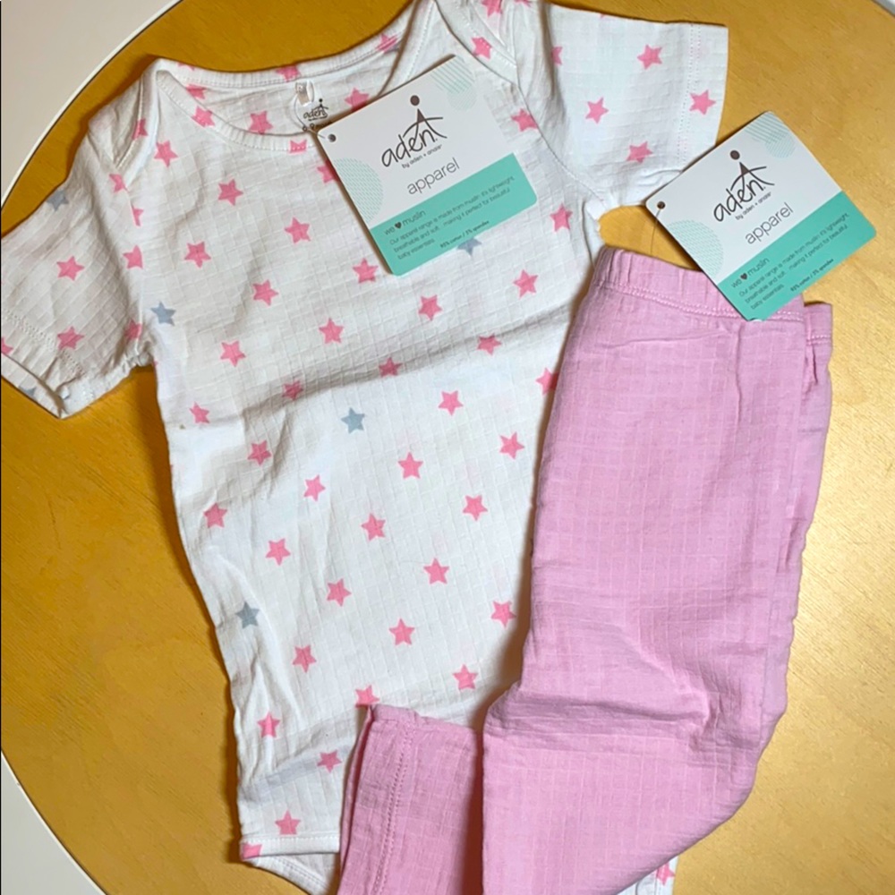 Aden + Anais star strips muslin onesie